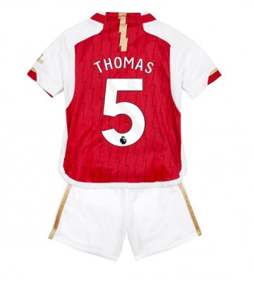 Lacne Dětský Futbalové dres Arsenal Thomas Partey #5 2023-24 Krátky Rukáv - Domáci (+ trenírky)